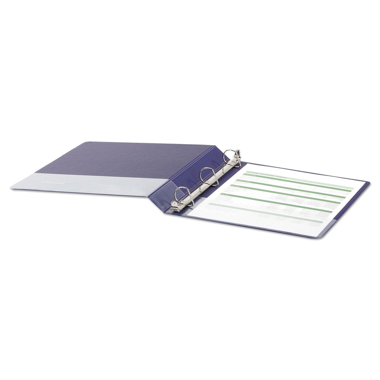 Universal Deluxe Non-View D-Ring Binder with Label Holder, 3 Rings, 1" Capacity, 11 x 8.5, Navy Blue