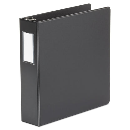 Universal Deluxe Non-View D-Ring Binder with Label Holder, 3 Rings, 2" Capacity, 11 x 8.5, Black