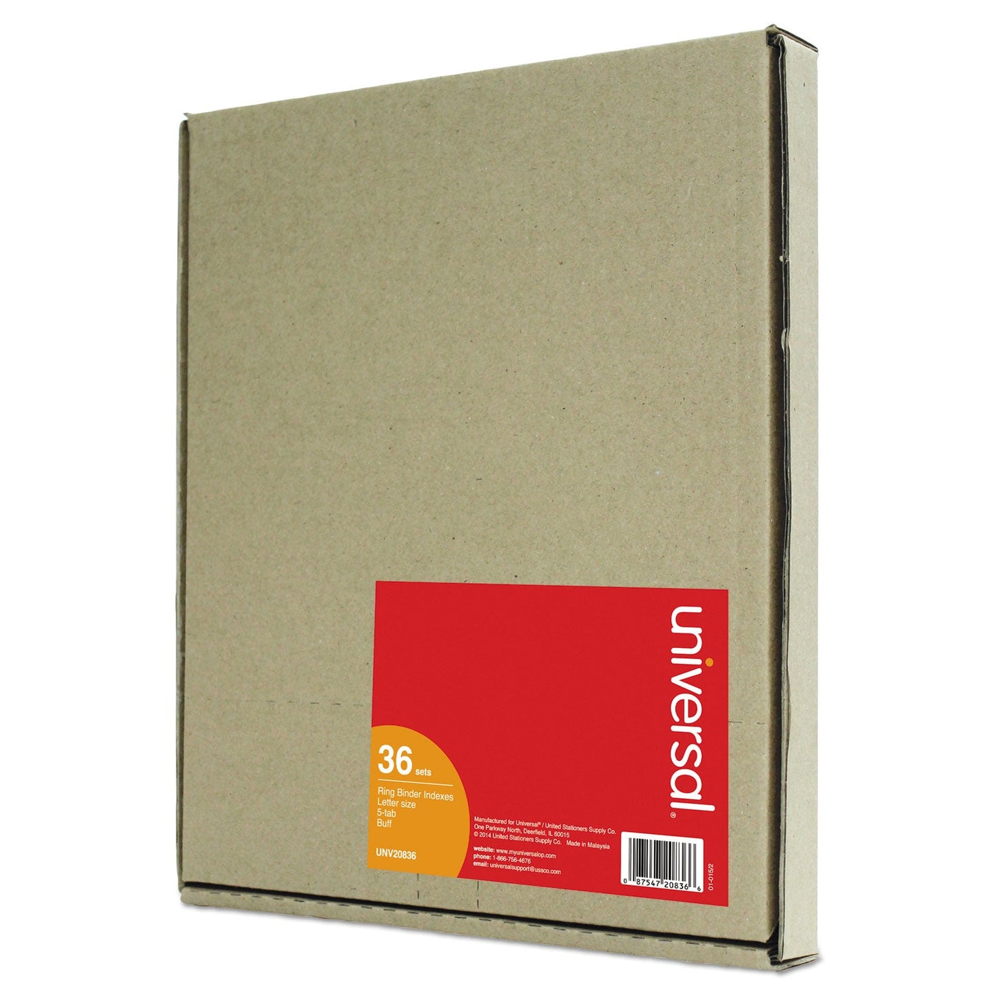 Universal Self-Tab Index Dividers, 5-Tab, 11 x 8.5, Buff, 36 Sets