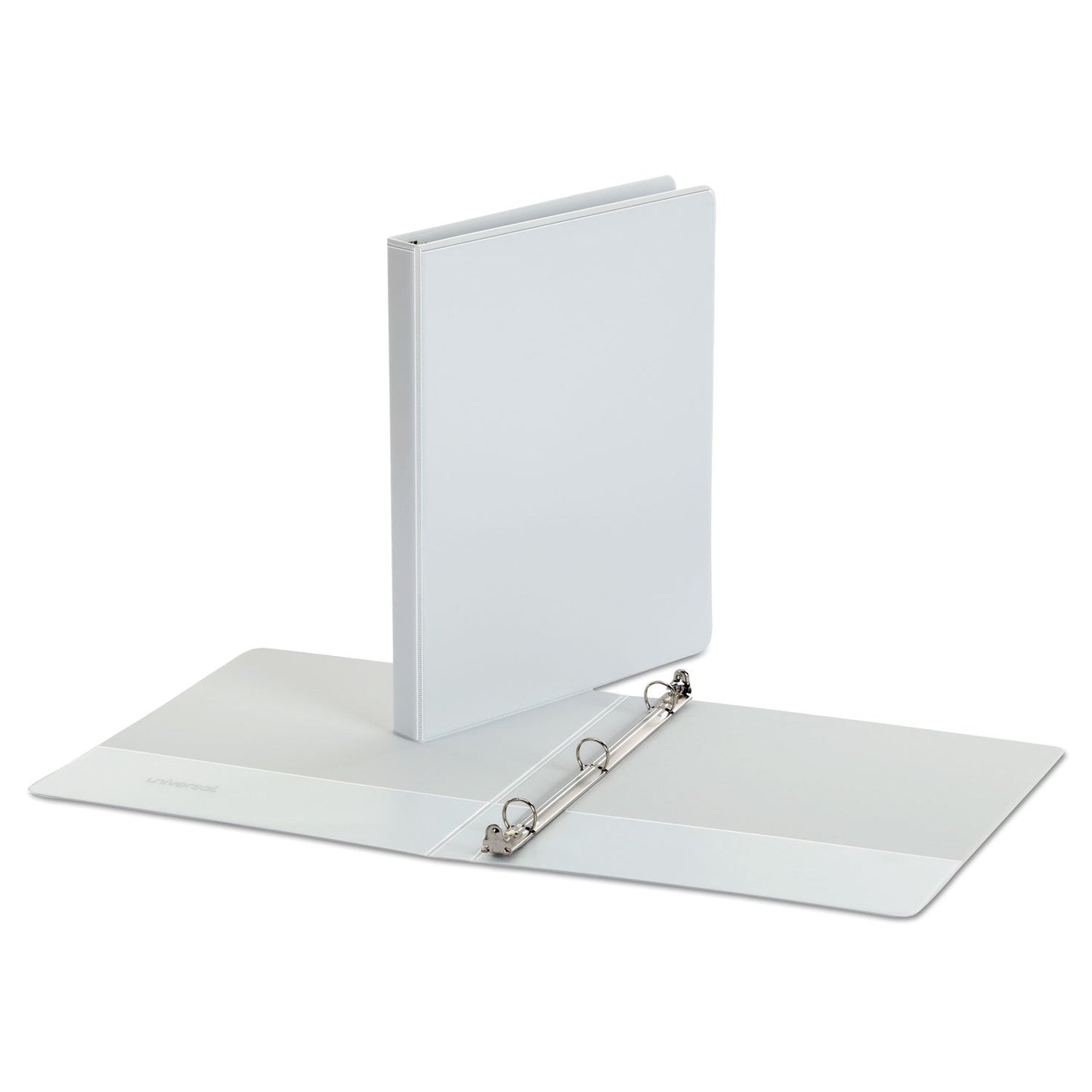 Universal Economy Round Ring View Binder, 3 Rings, 0.5" Capacity, 11 x 8.5, White, 6/Pack