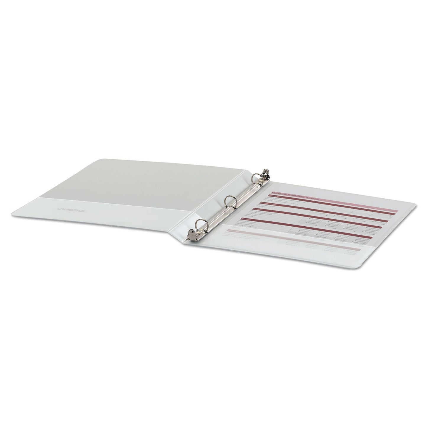 Universal Economy Round Ring View Binder, 3 Rings, 0.5" Capacity, 11 x 8.5, White, 6/Pack