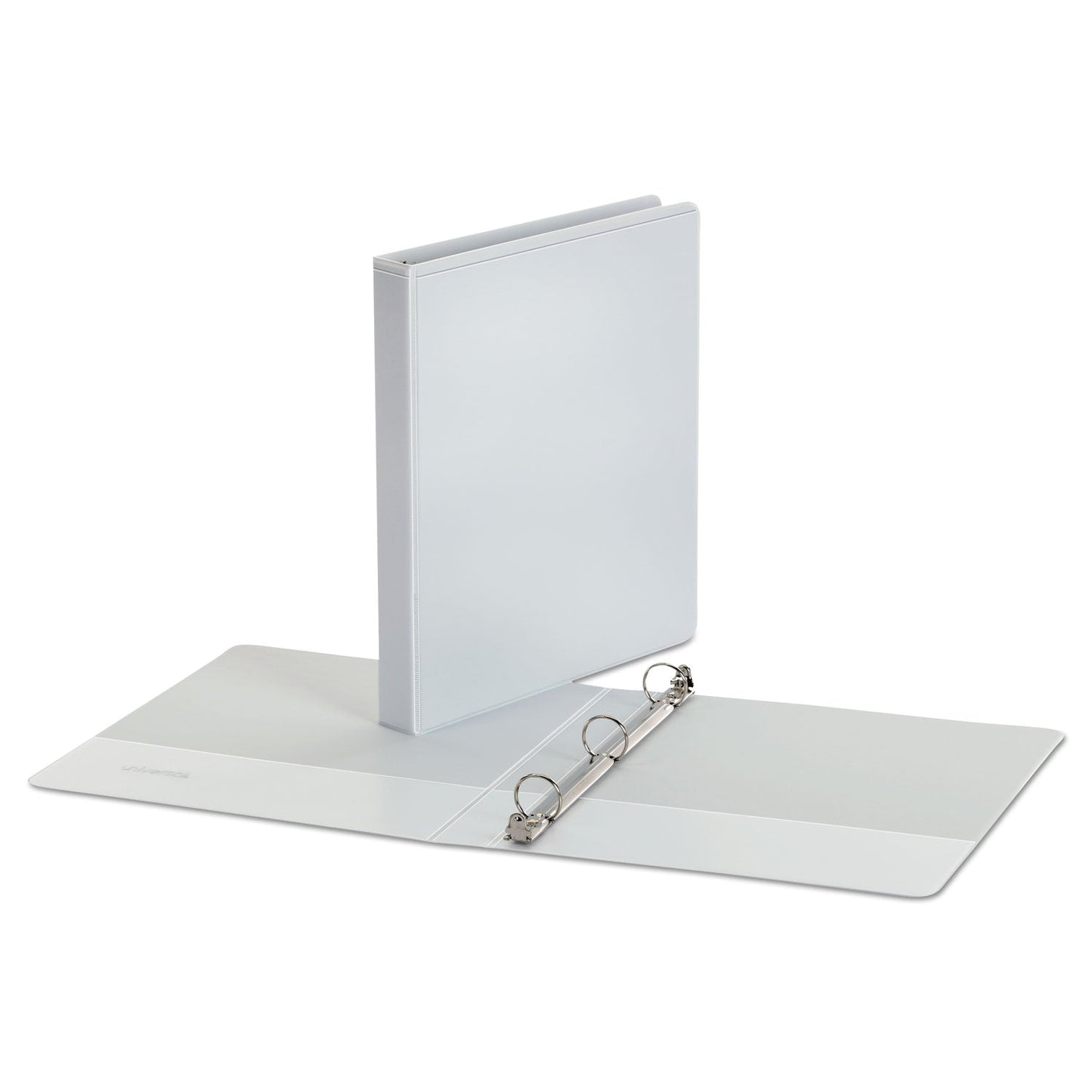 Universal Economy Round Ring View Binder, 3 Rings, 1" Capacity, 11 x 8.5, White, 12/Carton
