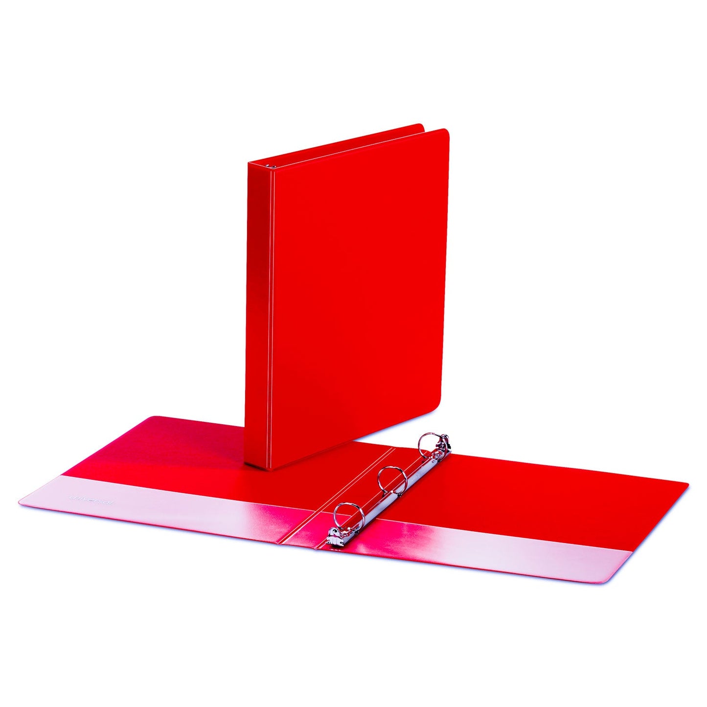 Universal Economy Non-View Round Ring Binder, 3 Rings, 1" Capacity, 11 x 8.5, Red
