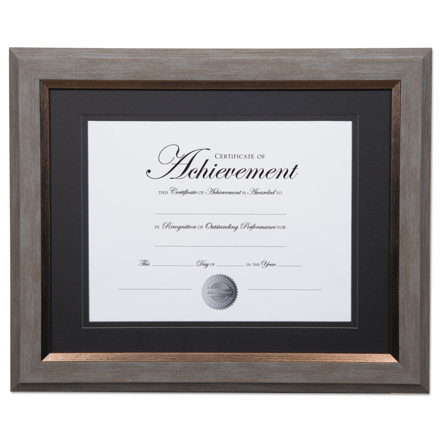 DAX 2-Tone 11 x 14 Document Frame, 8.5 x 11 Insert, Gray/Gold Frame, Black Mat