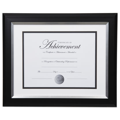 DAX 2-Tone 11 x 14 Document Frame, 8.5 x 11 Insert, Black/Silver Frame, White Mat