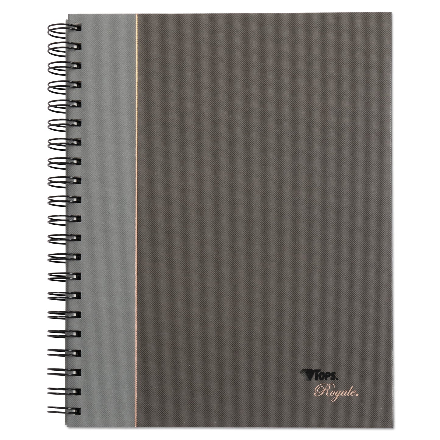 TOPS Royale Wirebound Business Notebooks, 1 Subject, Medium/College Rule, Black/Gray Cover, 8.25 x 5.88, 96 Sheets