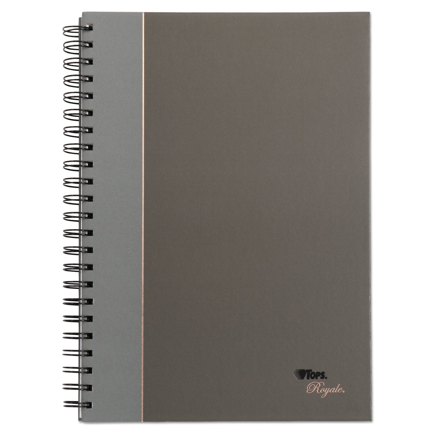 TOPS Royale Wirebound Business Notebooks, 1 Subject, Medium/College Rule, Black/Gray Cover, 11.75 x 8.25, 96 Sheets