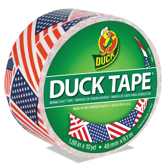 Duck Colored Duct Tape, 3" Core, 1.88" x 10 yds, Red/White/Blue US Flag
