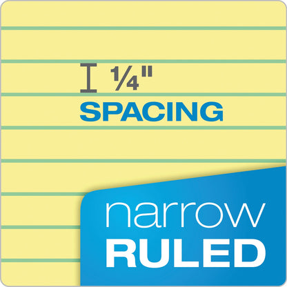 TOPS Double Docket Ruled Pads, Narrow Rule, 100 Canary-Yellow 8.5 x 11.75 Sheets, 6/Pack