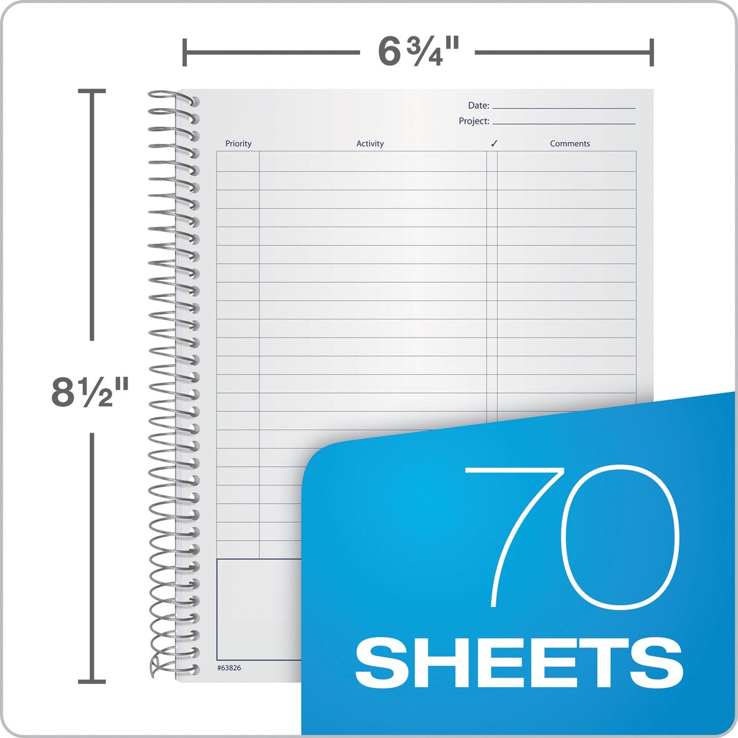 TOPS Docket Gold Project Planner, 1 Subject, Project-Management Format, Narrow Rule, Bronze Poly Cover, 8.5 x 6.75, 70 Sheets