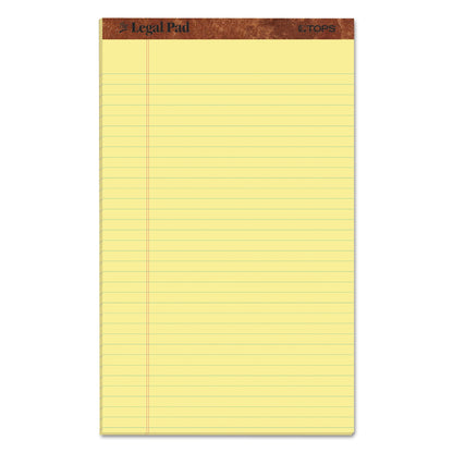 TOPS "The Legal Pad" Plus Ruled Perforated Pads with 40 pt. Back, Wide/Legal Rule, 50 Canary-Yellow 8.5 x 14 Sheets, Dozen