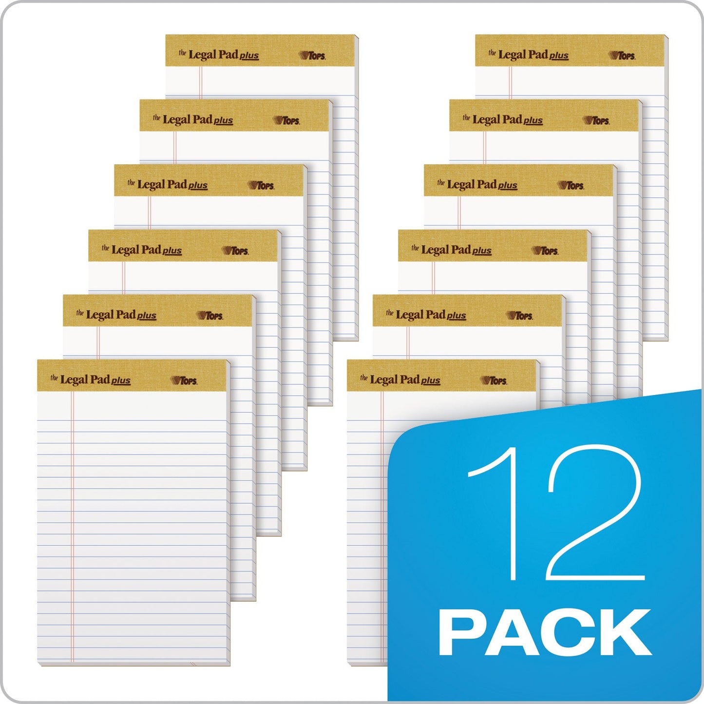 TOPS "The Legal Pad" Plus Ruled Perforated Pads with 40 pt. Back, Narrow Rule, 50 White 5 x 8 Sheets, Dozen