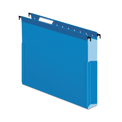 Pendaflex SureHook Reinforced Extra-Capacity Hanging Box File, 1 Section, 3" Capacity, Letter Size, 1/5-Cut Tabs, Blue, 25/Box