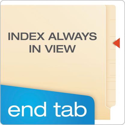 Pendaflex Manila End Tab Expanding Fastener Folders, 2-Ply Tabs, 2 Fasteners, Letter Size, 11-pt Manila Exterior, 50/Box