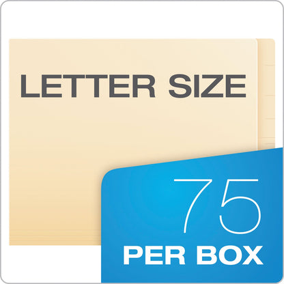 Pendaflex SmartShield End Tab File Folders, Straight Tabs, Letter Size, Manila, 75/Box