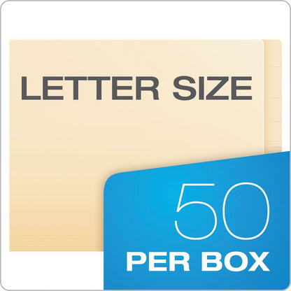 Pendaflex SmartShield End Tab Fastener Folders, 2 Fasteners, Letter Size, Manila Exterior, 50/Box
