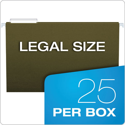 Pendaflex Standard Green Hanging Folders, Legal Size, 1/3-Cut Tabs, Standard Green, 25/Box