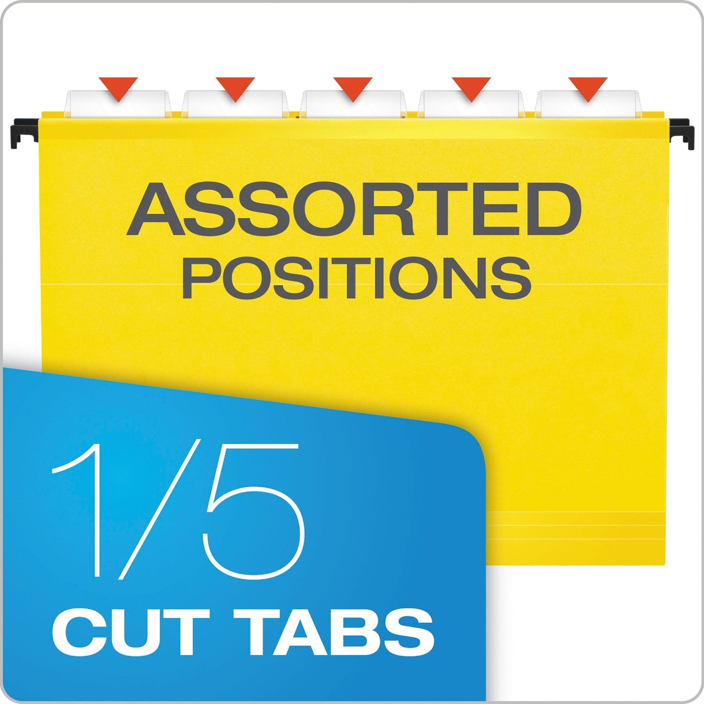 Pendaflex SureHook Hanging Folders, Letter Size, 1/5-Cut Tabs, Yellow, 20/Box
