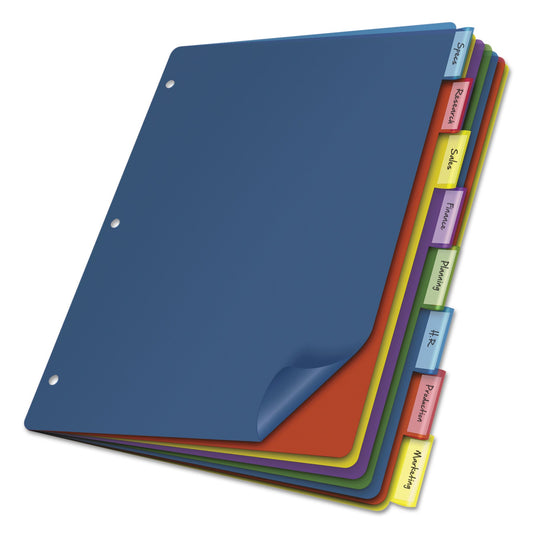 Cardinal Poly Index Dividers, 8-Tab, 11 x 8.5, Assorted, 4 Sets