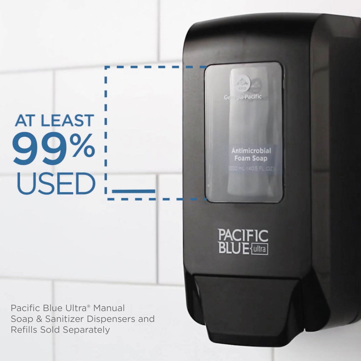 Georgia Pacific Pacific Blue Ultra Soap/Sanitizer Dispenser 1,200 mL Refill, 5.6 x 4.4 x 11.5, Black