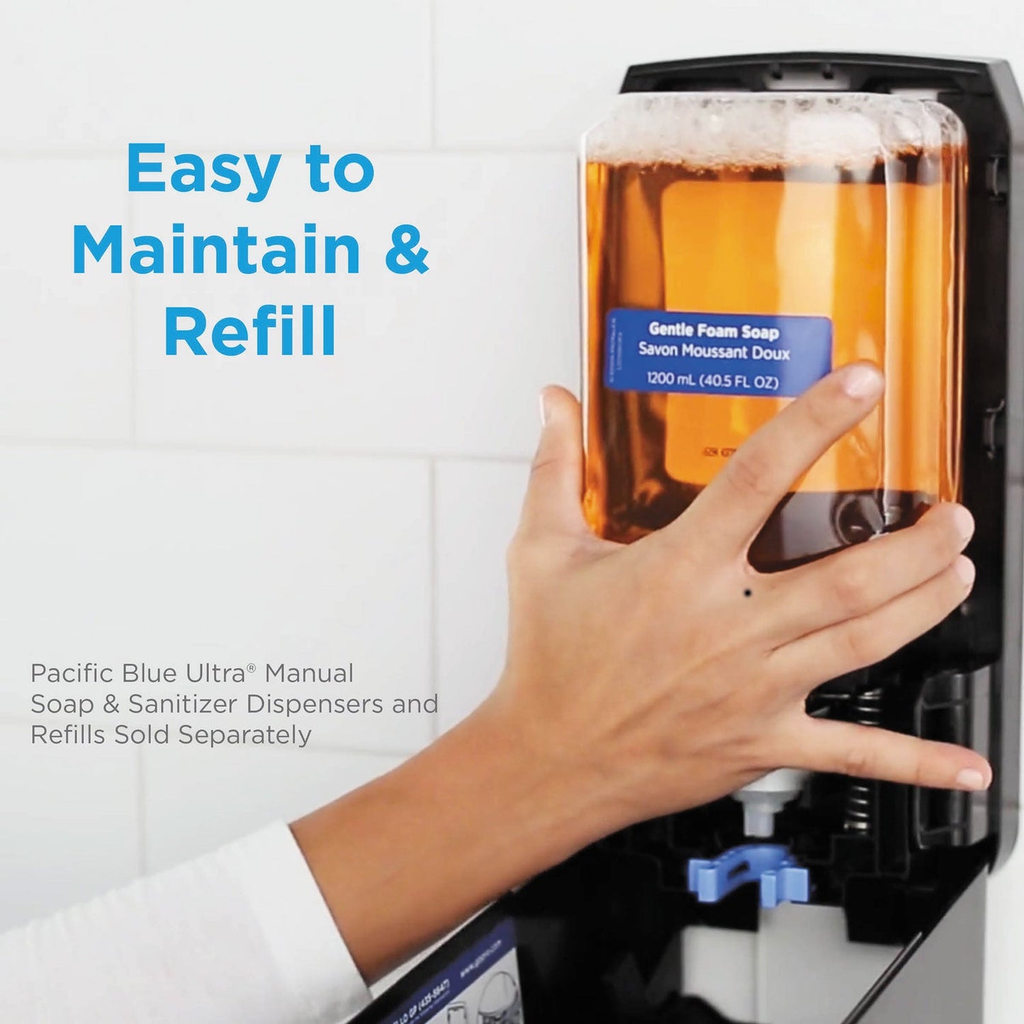 Georgia Pacific Pacific Blue Ultra Foam Soap Manual Dispenser Refill, Fragrance-Free, 1,200 mL, 4/Carton