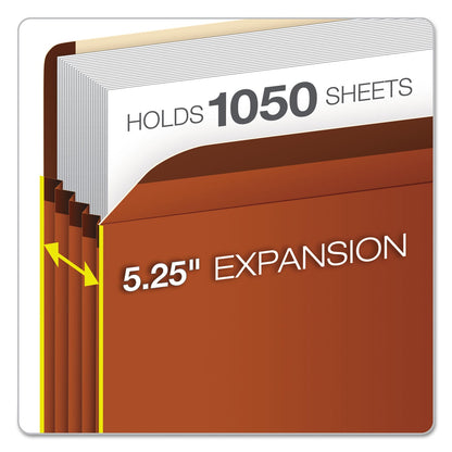 Pendaflex Premium Reinforced Expanding File Pockets, 5.25" Expansion, Letter Size, Red Fiber, 5/Box