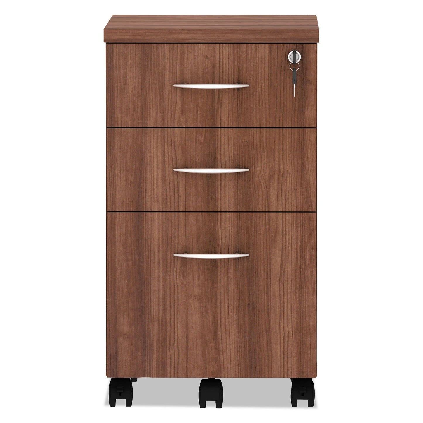 Alera Valencia Series Mobile Pedestal File, Left/Right, 3-Drawer: Box/Box/File, Legal/Letter, Walnut, 15.88 x 20.5 x 28.38