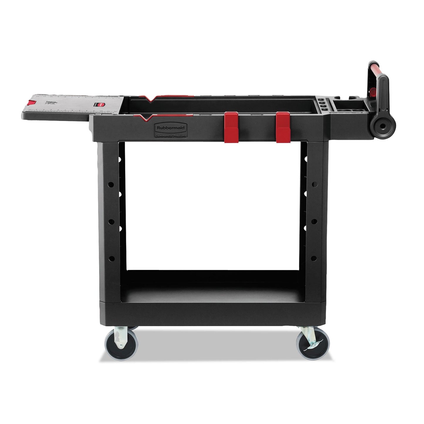 Rubbermaid Heavy Duty Adaptable Utility Cart, Plastic, 2 Shelves, 500 lb Capacity, 17.8" x 46.2" x 36", Black