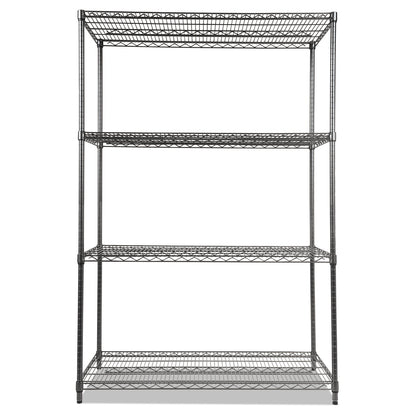 Alera Wire Shelving Starter Kit, Four-Shelf, 48w x 24d x 72h, Black Anthracite