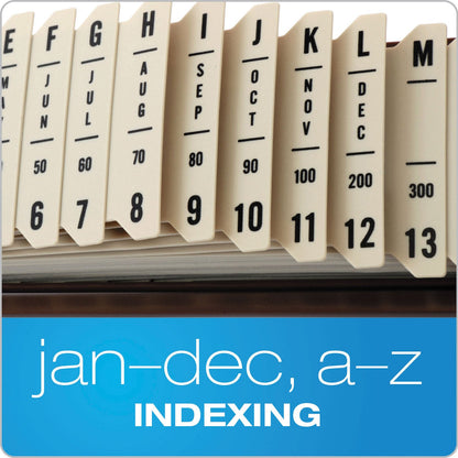 Pendaflex General Purpose Indexed Sorter, 31 Dividers, Alpha/Numeric/Month/Date/Day Index, Letter Size, Brown Frame