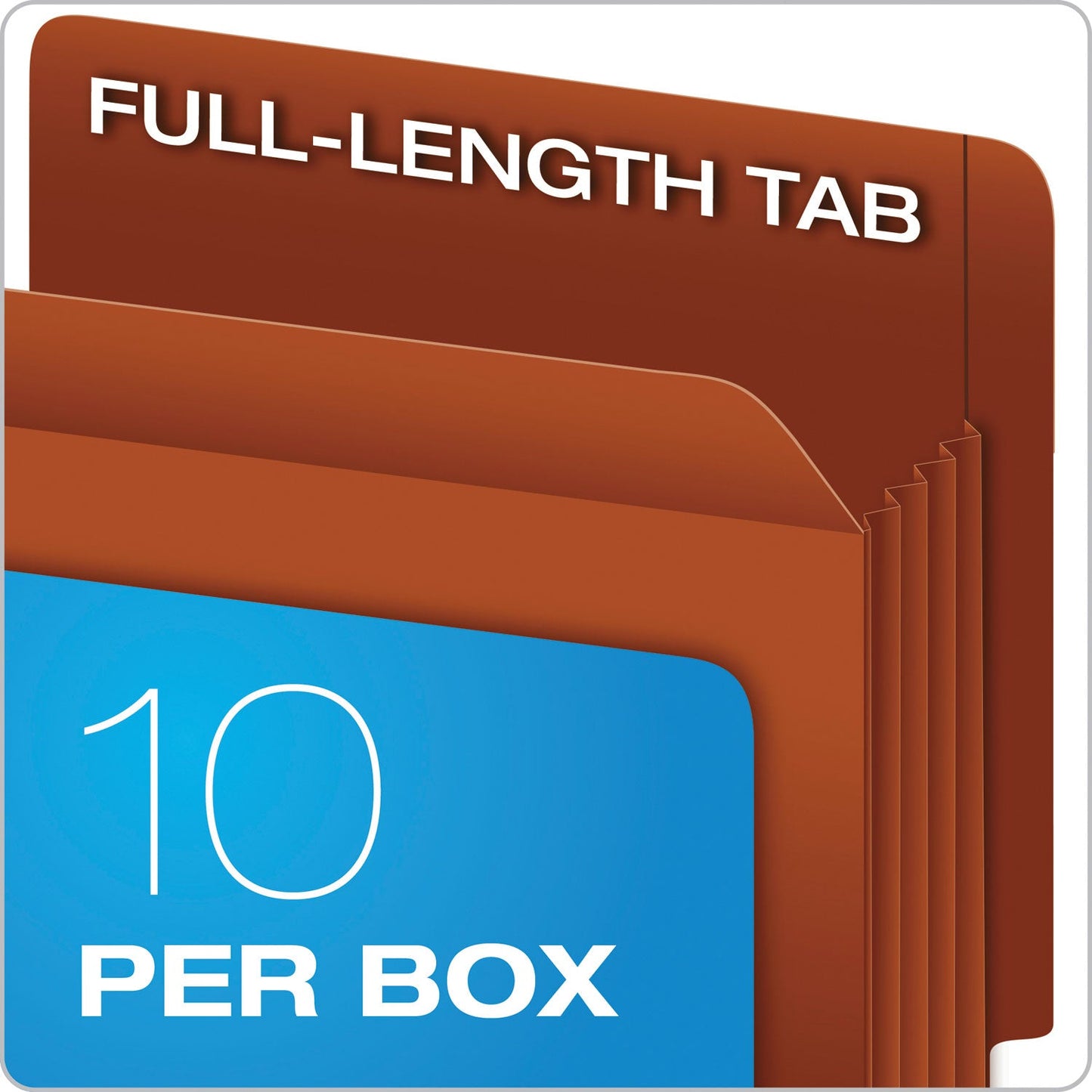 Pendaflex Heavy-Duty End Tab File Pockets, 3.5" Expansion, Letter Size, Red Fiber, 10/Box