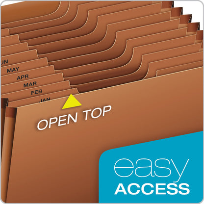 Pendaflex Heavy-Duty Open-Top Expanding Stadium File, 12 Sections, 1/3-Cut Tabs, Letter Size, Redrope