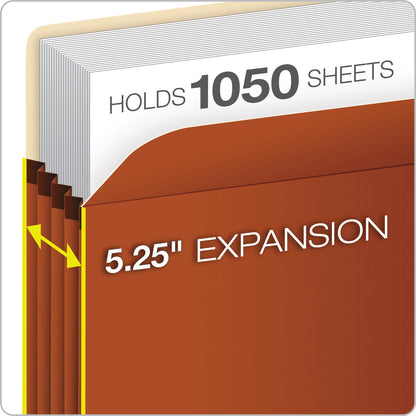 Pendaflex Standard Expanding File Pockets, 5.25" Expansion, Letter Size, Red Fiber, 10/Box