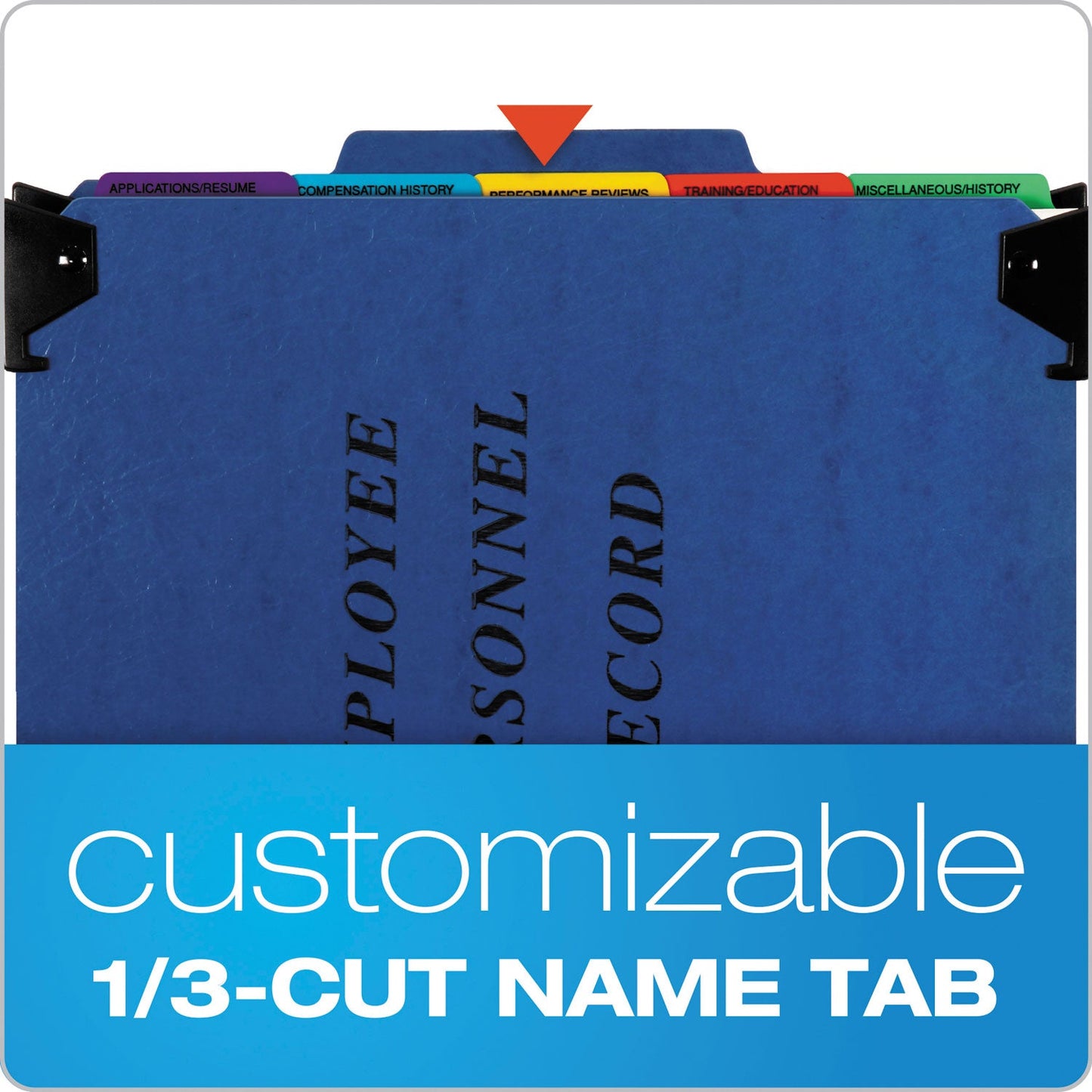Pendaflex Hanging-Style Personnel Folders, 5 Dividers with 1/5-Cut Tabs, Letter Size, 1/3-Cut Exterior Tabs, Blue