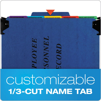 Pendaflex Hanging-Style Personnel Folders, 5 Dividers with 1/5-Cut Tabs, Letter Size, 1/3-Cut Exterior Tabs, Blue