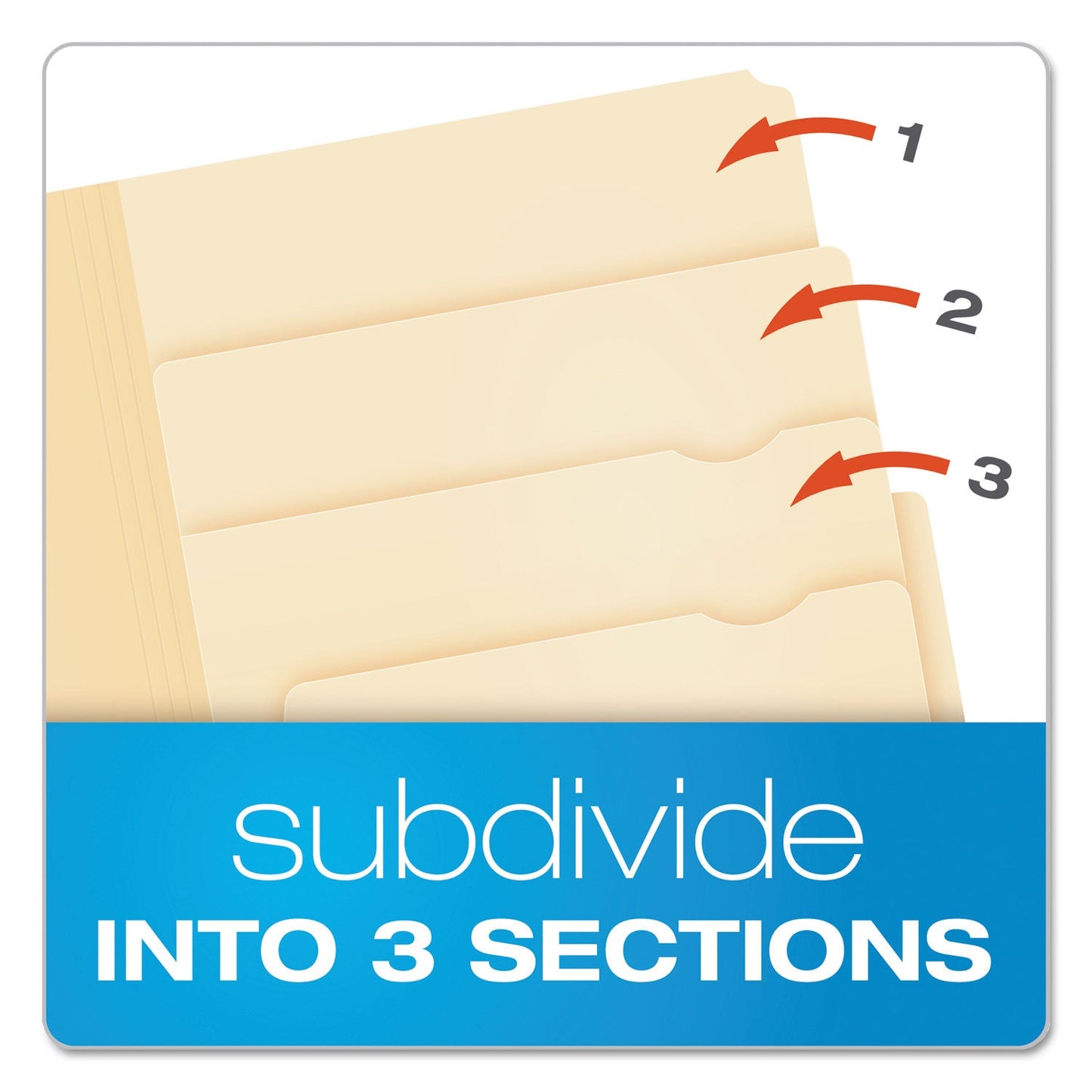 Pendaflex Divide It Up File Folder, 1/2-Cut Tabs: Assorted, Letter Size, 0.75" Expansion, Manila, 24/Pack