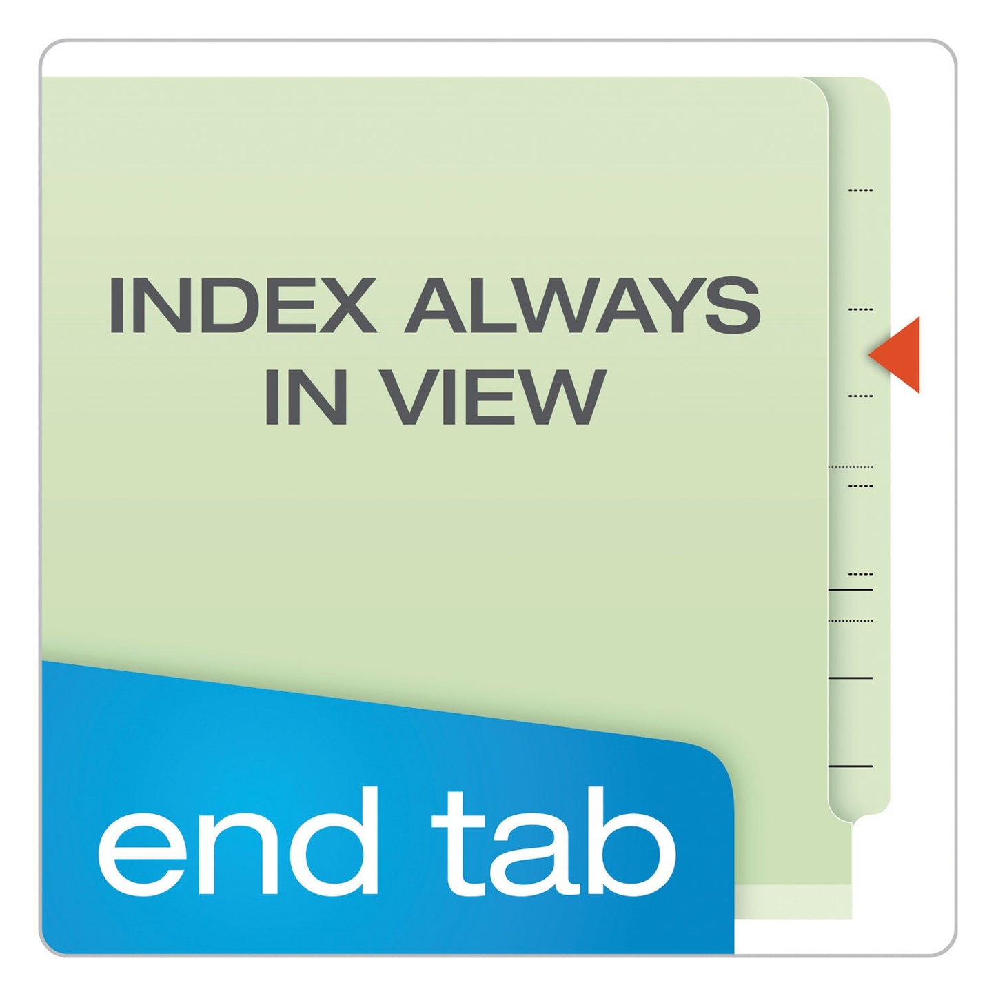 Pendaflex End Tab Classification Folders, 2 Dividers, Letter Size, Pale Green, 10/Box