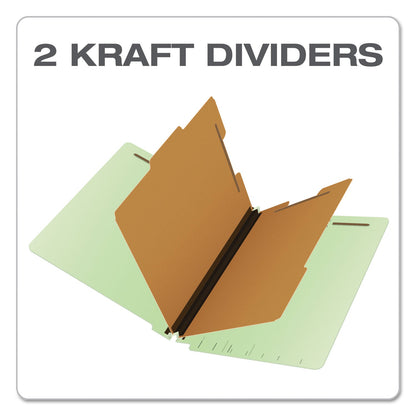 Pendaflex End Tab Classification Folders, 2 Dividers, Letter Size, Pale Green, 10/Box