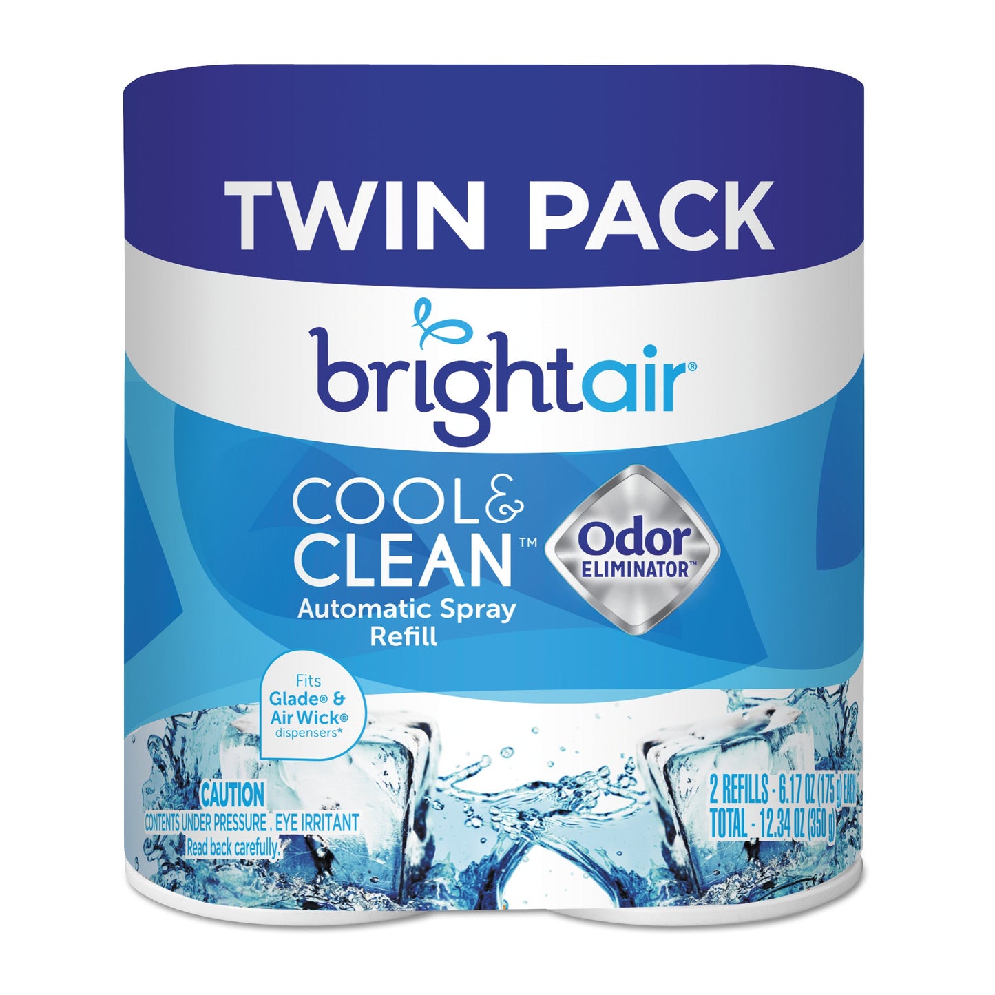 BRIGHT Air Automatic Spray Air Freshener Refill, Cool and Clean, 6.17 oz Aerosol Spray, 6/Carton