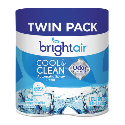 BRIGHT Air Automatic Spray Air Freshener Refill, Cool and Clean, 6.17 oz Aerosol Spray, 6/Carton