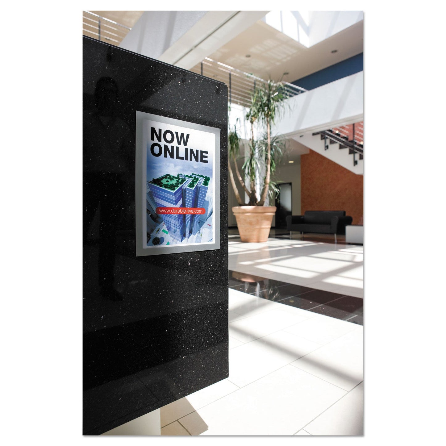 Durable DURAFRAME Sign Holder, 11 x 17, Silver, 2/Pack