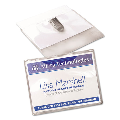 Avery Clip-Style Badge Holder with Laser/Inkjet Insert, Top Load, 3.5 x 2.25, White, 100/Box