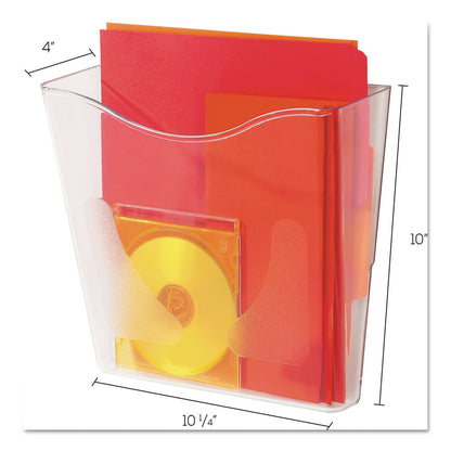 deflecto Euro-Style DocuPocket Portrait Wall File, A4/Letter/Magazine/Portfolio Size, 10.25" x 4" x 10", Clear