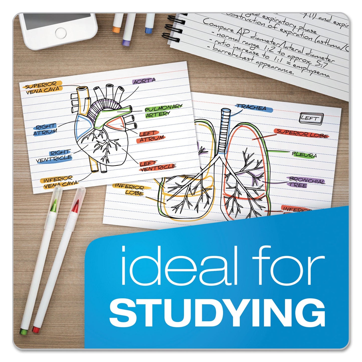 Oxford Ruled Index Cards, 3 x 5, White, 100/Pack