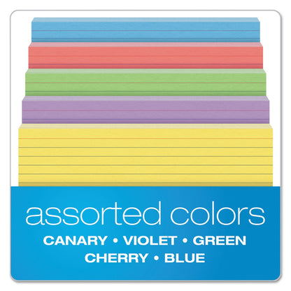 Oxford Ruled Index Cards, 5 x 8, Blue/Violet/Canary/Green/Cherry, 100/Pack