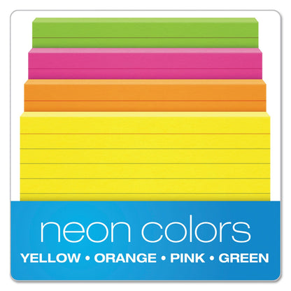 Oxford Ruled Index Cards, 3 x 5, Glow Green/Yellow, Orange/Pink, 100/Pack