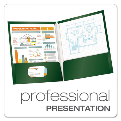 Oxford High Gloss Laminated Paperboard Folder, 100-Sheet Capacity, 11 x 8.5, Green, 25/Box