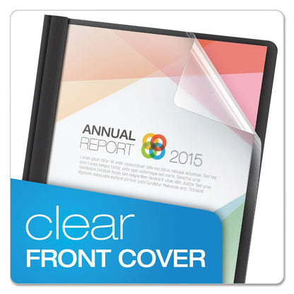 Oxford Clear Front Standard Grade Report Cover, Three-Prong Fastener, 0.5" Capacity, 8.5 x 11, Clear/Black, 25/Box
