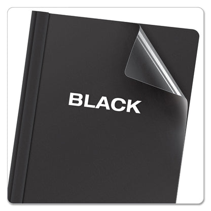 Oxford Clear Front Standard Grade Report Cover, Three-Prong Fastener, 0.5" Capacity, 8.5 x 11, Clear/Black, 25/Box