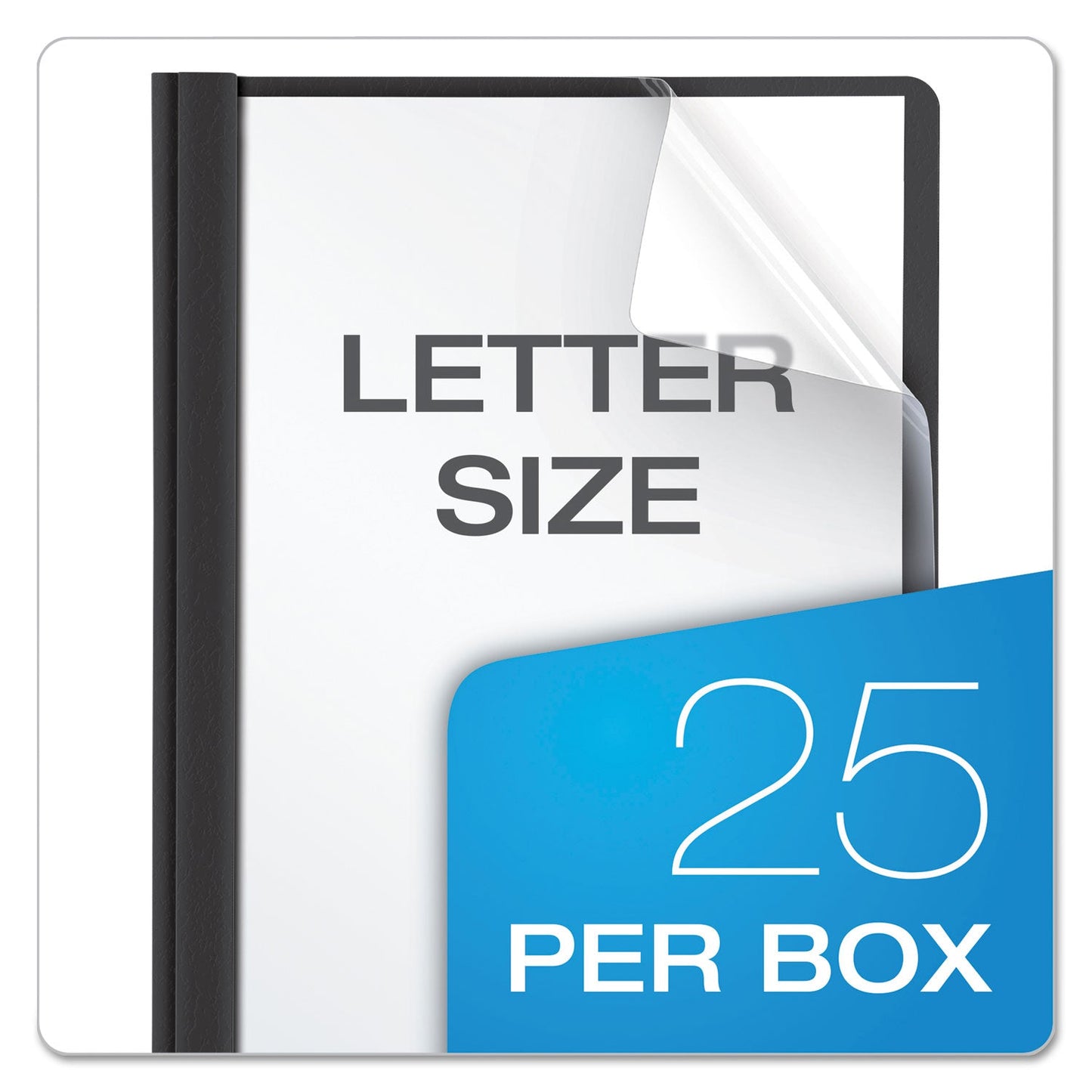 Oxford Clear Front Standard Grade Report Cover, Three-Prong Fastener, 0.5" Capacity, 8.5 x 11, Clear/Black, 25/Box